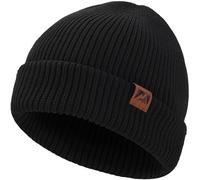 gitzing Knit Cuffed Beanie for Men and Women, Stretchy Soft Warm Daily Cuffed Unisex Winter Fisherman Hats, Gifts for Women/Men/Him/Dad,Black