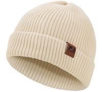 gitzing Knit Cuffed Beanie for Men and Women, Stretchy Soft Warm Daily Cuffed Unisex Winter Fisherman Hats, Gifts for Women/Men/Him/Dad,White