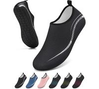gitzing Water Beach Swim Shoes Women Quick Dry Sea Shoes Men Breathable Aqua Lightweight Barefoot for Surfing Running Driving Pool Yoga, Black 9.5 UK/44 EU