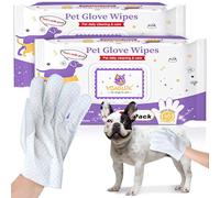 GIUACL Dog Cleaning Gloves Wipes 30pcs Disposable Pet Grooming Bathing Gloves Extra Thick, No Rinse Shampoo Dry Cleaning Gloves for Dogs & Cats Paw Face Ear Fur and Butt