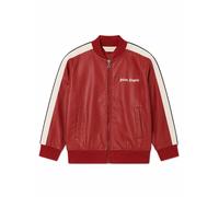 Giubbino in ecopelle con logo- zip e due tasche frontali - male - Palm Angels - Kids Sweatshirts - Red - 10 Y - Kids 10 Y
