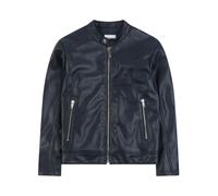 Giubbino in pelle fullzip con mini ricamo logo e doppia tasca in vita - unisex - Trussardi - Light Jackets - Black - 8 Y - Kids 8 Y