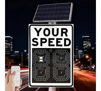 Giuggiolared Radar Feedback Sign with Remote Control, Solar Speed Limit Radar Sign with Reflective Surface, IP65, for Speed Awareness, Ideal for Highways White-50 * 70cm