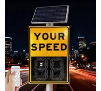 Giuggiolared Radar Feedback Sign with Remote Control, Solar Speed Limit Radar Sign with Reflective Surface, IP65, for Speed Awareness, Ideal for Highways Yellow-50 * 70cm