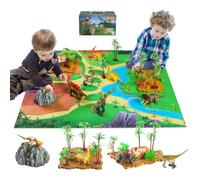 GIUHAT Dinosaur Toys for Boys Age 3-6, Dinosaur Figures & Play Mat for Kids | COMPLETE DINO SET - Gift for Boys and Girls with Large Play Mat, 30 Accessories, T-Rex, Triceratops, Birthday Present