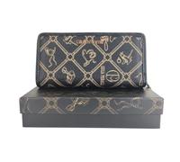 Giulia Pieralli Beautiful Large Women's Wallet with Gift Box Gift Idea for Women All-Over Pattern Monogram, Nero-gold 5003 (black-brown), L, Contemporary