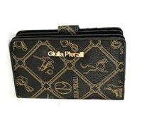 Giulia Pieralli Beautiful Medium Women's Purse with Gift Box Gift Idea for Women All-Over Pattern Monogram, Nero-gold 5009 (black-brown), Mittel-Groß, Contemporary