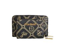 Giulia Pieralli Ladies Large and Medium Wallet with Attached Card Slots Gift Idea, Nero-gold 718 (black with golden monogram), M, Contemporary