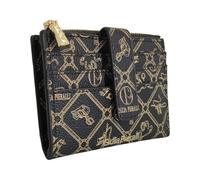 Giulia Pieralli Women's Card Holder Mini Purse Compact Square with Gift Box Gift Idea for Women Pattern Monogram GP801, Black, S, Contemporary