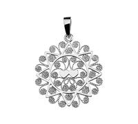 Giuliano Riccitelli Gioielli - Presentosa d'Abruzzo, typical jewel in Abruzzo, Italy, with a rhodium-plated 925 silver chain, double heart, diameter 25 mm., 925 rhodium silver