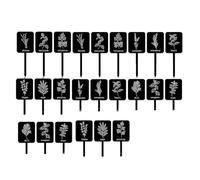 Giuneuow 12 Styles Acrylic Plant Label Signs 24Pcs Garden Markers Black Waterproof Plant Stake Tags with Names
