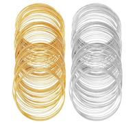 Giuneuow 200 Loops Memory Wire Bracelet Bulk Jewelry Memory Wire Cuff Bangle Gold Silver Steel Beading Wires