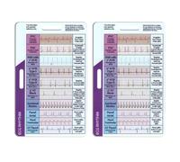 Giuneuow 2pcs ECG/EKG Rhythm Pocket Card Double Sided EKG Rhythm Interpretation Badge Card ECG Rate Pocket Cards EKG Calipers