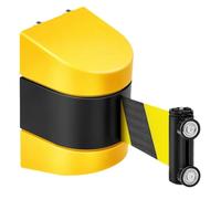 Giuneuow 3 Meter Magnetic Retractable Wall Barrier with Striped Safety Belt for Crowd Control