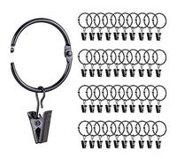 Giuneuow 42 Pack Openable Curtain Rings with Clips, 1 Inch Interior Diameter, Heavy Duty Rustproof Decorative Vintage Drapery