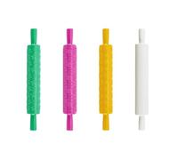 Giuneuow 4Pcs Clay Modeling Pattern Rollers Kit 4 Colors Leather Texture Roller Plastic Rolling Pin Polymer Clay forDIY Handmade