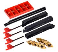 Giuneuow 4X 12mm Lathe Turning Tool Holder Boring Bar DCMT 10pcs 0702 Carbide Insert Handle andWrench forLathe Turning Tool
