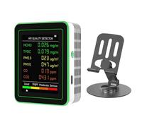 Giuneuow 6 in 1 Air Quality Monitor HCHO TVOC CO 2 CO PM10 PM2.5 Meter Gases Detecting Intelligent Air Quality Detector for Home Office or School White