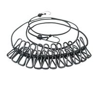 Giuneuow A Retractable Clothes Drying Rack Rope with 12 Clips Portable Clothesline Clothing Line for Laundry Drying Line Camping Easy Install