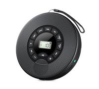 Giuneuow AUX USB Anti-Skip Portable Discman 1500mAh Bluetooth CD Player with FM Transmitter Headphone for Car