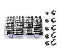 Giuneuow Cable Clamps-112 PCS 10 Sizes- Stainless Steel Pipe Clamp Assortment Kit Rubber Cushion Insulated Wire Clamps