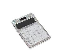 Giuneuow Calculator Rhinestone Crystal Dazzling 12 Digit Solar and Battery Dual Power LCD Display for Office, School White