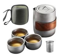 Giuneuow Chinese Tea Set Travel Teapot with 3 Cups Tea Cups and Tea Storage Portable Tea Set with Case Travel Teapot Double-Layer