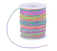 Giuneuow Elastic Cord, Beading Cords Threads, Rainbow Color Stretch String Cord, Fabric Crafting String for Bracelet,