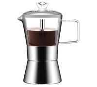 Giuneuow Espresso Moka Pot Glass-Top & Stainless Steel Espresso Moka Pot,Classic Italian Coffee Maker, 240Ml
