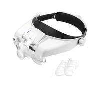 Giuneuow Magnifying Glasses with Light, Headband Magnifying Glasses for Close Work, with 5 Lenses & Two Led Lamps,Heads Magnifier