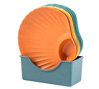 Giuneuow Multicolor Shell Bone Spitting Dish Dining Table Bone Storage Tray Cute Shell Shaped Platter Dessert Fruit Plate with Bottom Bracket