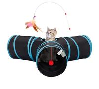 Giuneuow Pet Cat Tunnel Tube Toys 3 Way, Tunnels for Indoor Cats,Kitty Bored Hole Toy Ball Cat, Puppy, Kitty,