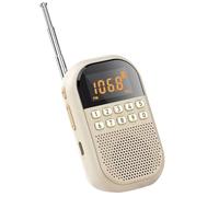 Giuneuow Pocket Radio Mini FM AM LCD Display Wireless Bluetooth for Elder 1100MAh Champagne