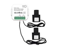 Giuneuow Tuya Smart ZigBee Energy Meter 2 Way Bidirectional with Current Sensor Clamp App Monitor Power 100-240VAC,2 Channels 2CT Easy to Use