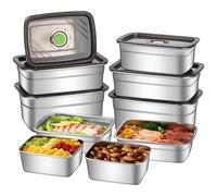 GIUOIDUO 10-Piece Stainless Steel Food Storage Container Set with Airtight Lids - Durable, Eco-Friendly Kitchen Organizers for Freshness & Convenience,Pantry, Dishwasher Safe (Various Sizes)