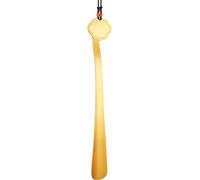 GIUPLOKID Long-handled shoehorn， Shoe Horn Brass Ruyi Shape Gold 15.9in With Lanyard