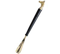 GIUPLOKID Long-handled shoehorn， Shoe Horn Helper Stick Long Handle Horse Shape Brass Lifter Gold 48x4cm