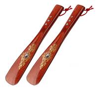 GIUPLOKID Long-handled shoehorn， Shoe Horn Solid Wood Short .al Gold Multicolor 22x4cm(Reddish Brown*2)