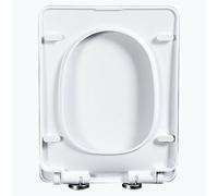 Giural Rectangular Toilet Seat Soft Close Toilet Seat with Quick Release and 360° Adjustable Stainless Steel Hinge, Easy to Install and Clean, White PP Square Toilet Lid, 35.5x45cm