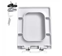Giural Square Toilet Seat Soft Close, 36.5 * 45Cm White Toilet Lid Quick Release for Easy Cleaning, Top Fixing Adjustable Hinges, PP Durable Loo Seat