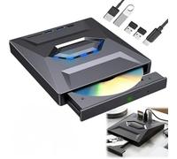 Giurui 7-in-1 External USB DVD Drive & Blu-ray Player, USB C 3.0 Type-C Portable BD/DVD/CD Burner Writer Reader with 3 USB Ports Hub & SD/TF Card Reader, 6X Blu-ray Optical Drive for Desktop Laptop