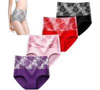 Giurui Bloomypink High Waist Incontinence Panties, Leakproof Underwear for Women Incontinence Leak Proof Protective Pants, Ever Dry Leak Proof Panties (3X-Large, 4pcs-a)