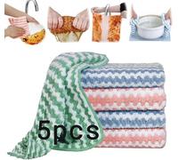 Giurui Circulatik Cleaning Rag, Circulatik Cleaning Fiber Cloths, Circulatik Microfiber Cleaning Rag, Striped Print Dish Cloth, Reusable and Washable Towels for Kitchen (5 Pcs)