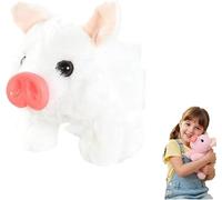 Giurui Electric Pig Plush Realistic Toy - Lifelike Animated Walking Pig Plush Toy, Electronic Piggy, Wagging Tail & Twitching Nose and Sounds, Stuffed Animal Gift for Pets Lovers (White)