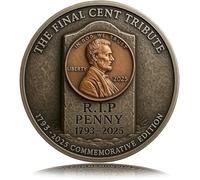 Giurui Final Cent Memorial Coin (1909-2025) - Last Lincoln Penny Tribute Token, Historical Commemorative Coin for US Penny Era, Vintage-Style, Gifts for History & Coins Enthusiasts (1 Pcs)
