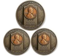 Giurui Final Cent Memorial Coin (1909-2025) - Last Lincoln Penny Tribute Token, Historical Commemorative Coin for US Penny Era, Vintage-Style, Gifts for History & Coins Enthusiasts (3 Pcs)