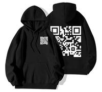 Giurui Funny Fu QR Code Hoodie, Scannable QR Code Hoodie Unisex, Fuck You QR Code Hoodie, Humorous Hidden Message Shirt, QR Scan Code Joke Funny Hoodie Unisex (UK, Alpha, M, Regular, Regular, Black)