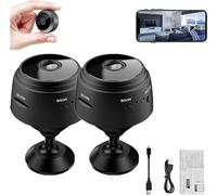 Giurui Mini Spy Camera, Mini Spy Camera Wireless Hidden with Audio, Spy Focus Magnetic Mini Security Camera Outdoor, Mini Spy Security Camera Wireless (Black*2)