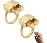 Giurui The Whimsical-Secret Drawer Ring - Drawer Ring with Hidden Flower, Interactive Sliding Design, Adjustable Vintage Matte Gold Rings, Fun Romantic Jewelry Gift for Women (2 Pcs)