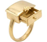 Giurui The Whimsical-Secret Drawer Ring - Drawer Ring with Hidden Flower, Interactive Sliding Design, Adjustable Vintage Matte Gold Rings, Fun Romantic Jewelry Gift for Women (1 Pcs)